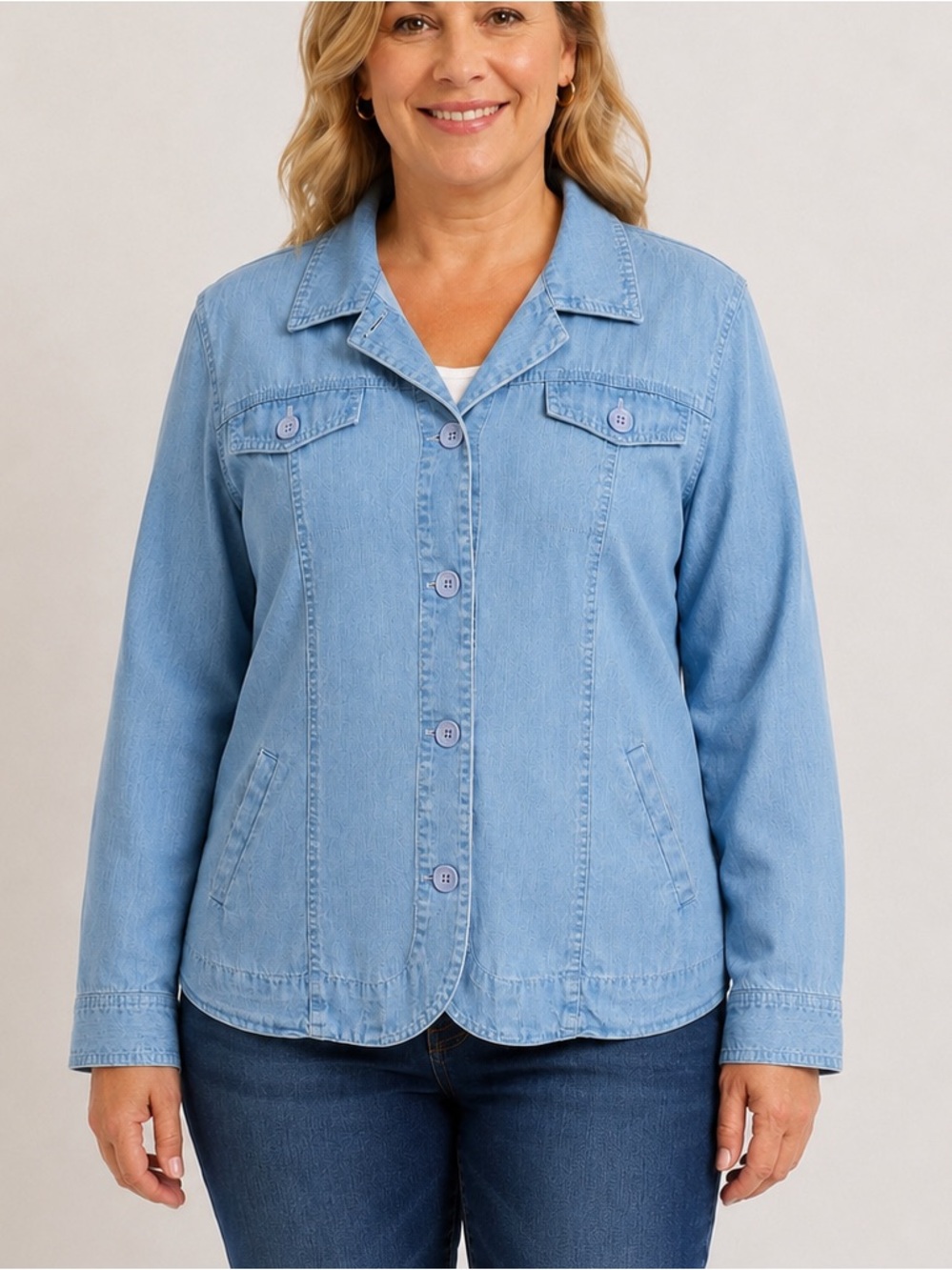 JM Collection by Jennifer Moore Tencel Denim Shirt Jacket Blue Size 16P Petite